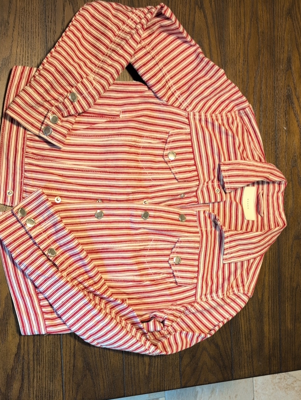 Blank NYC Pink and White Striped Jean Jacket
